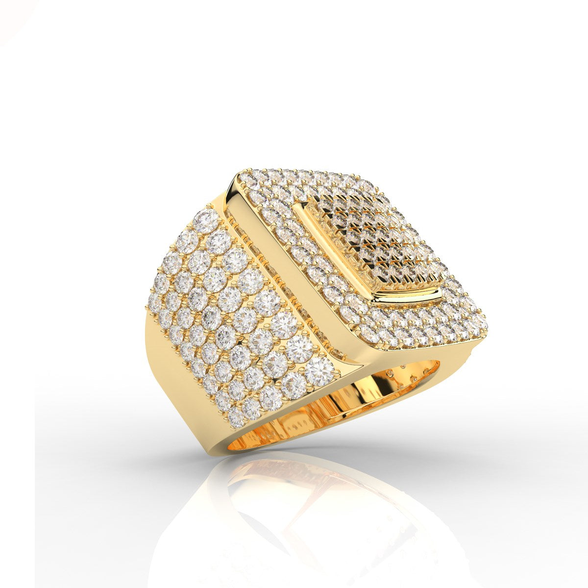 Multi Stone Round Cut Diamond Mens Band in U Cut Pave and Prong Setting