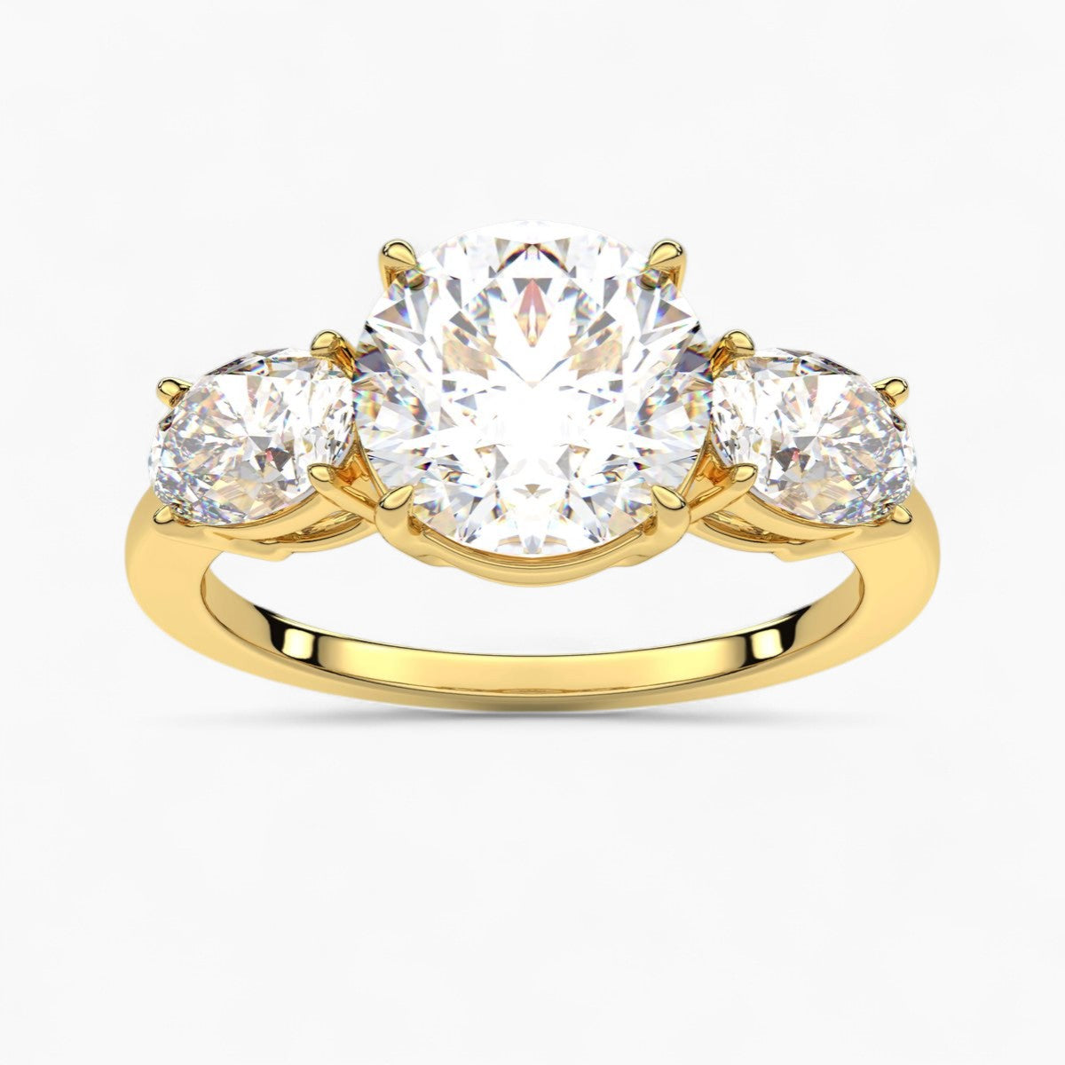 Emerald Cut Three Stone Diamond Engagement Ring