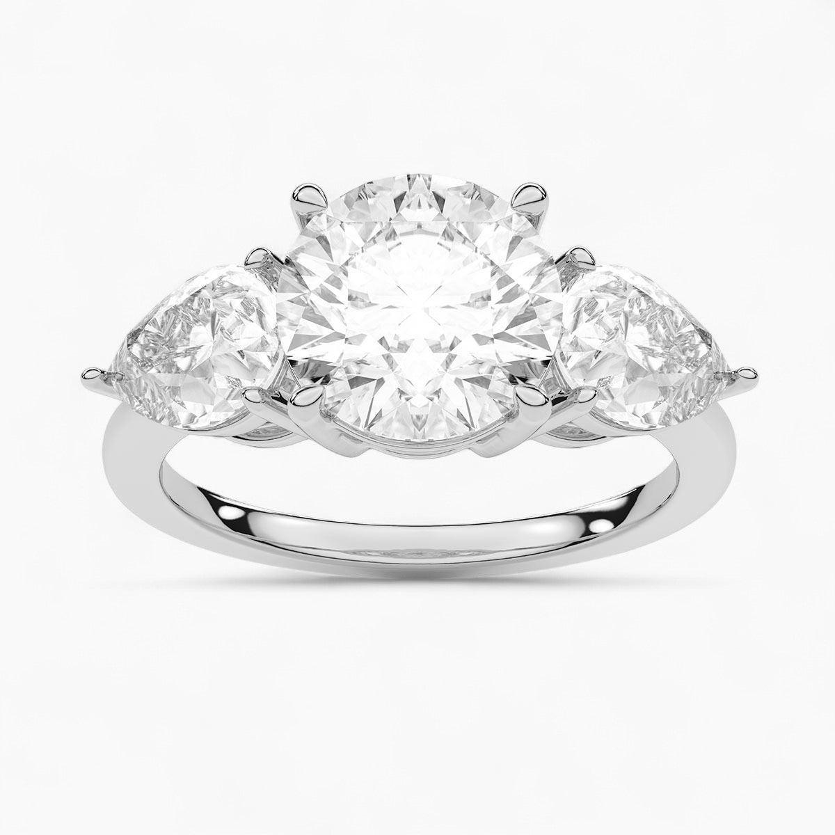 Pear Cut Three Stone Diamond Engagement Ring