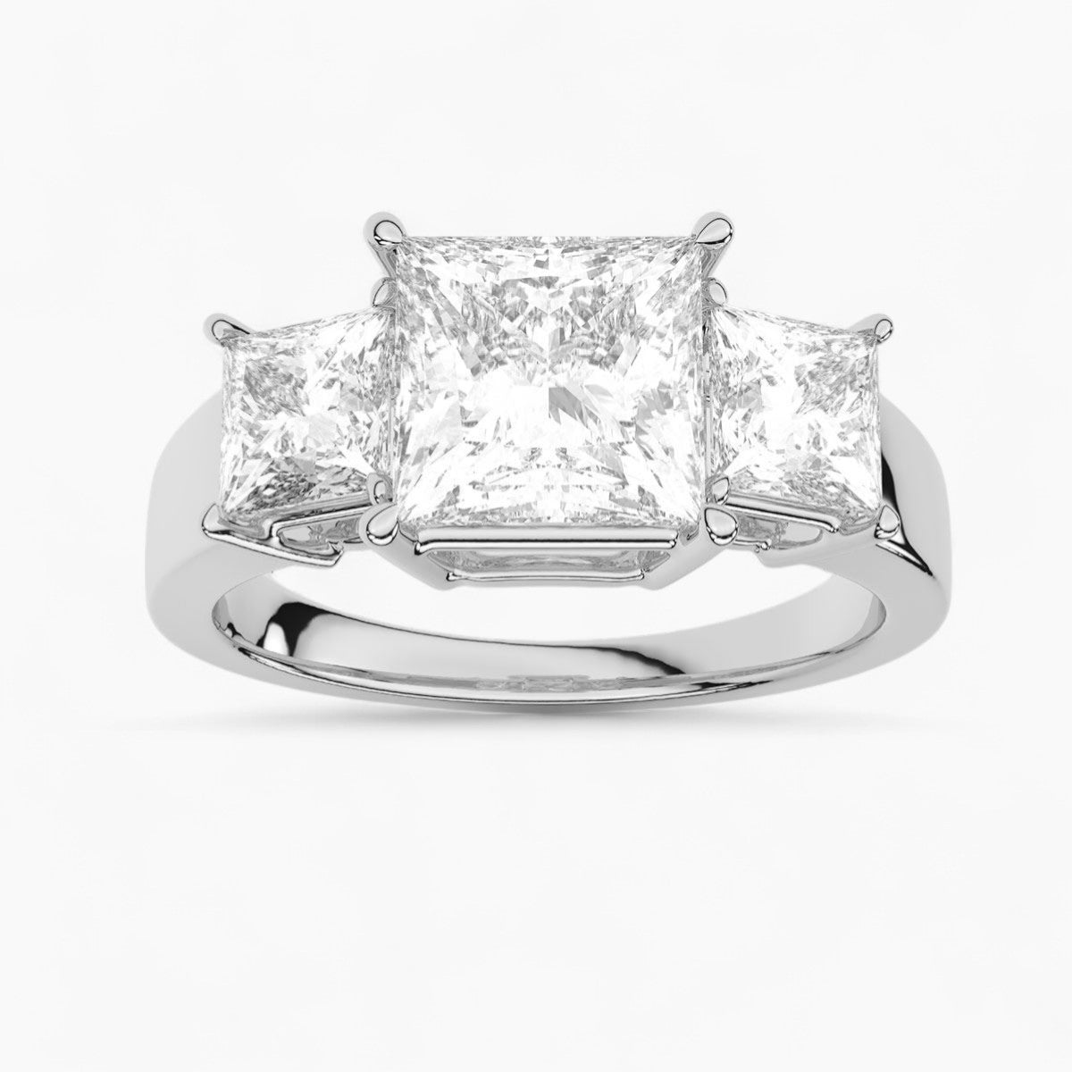 Princess Cut Three Stone Diamond Engagement Ring