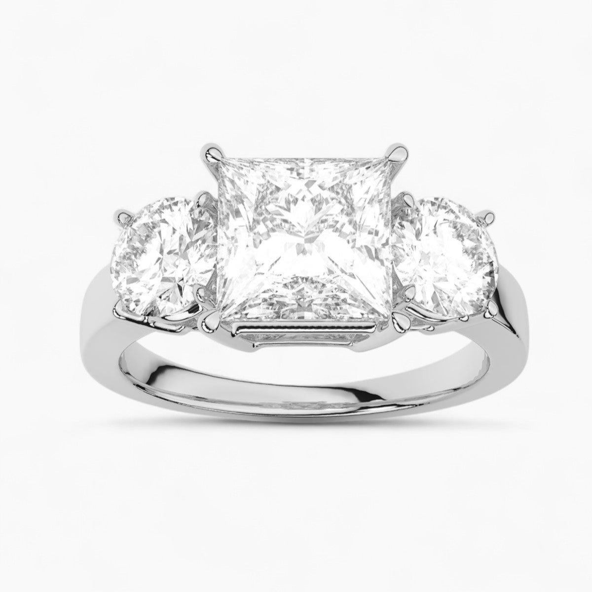 Round Cut Three Stone Diamond Engagement Ring