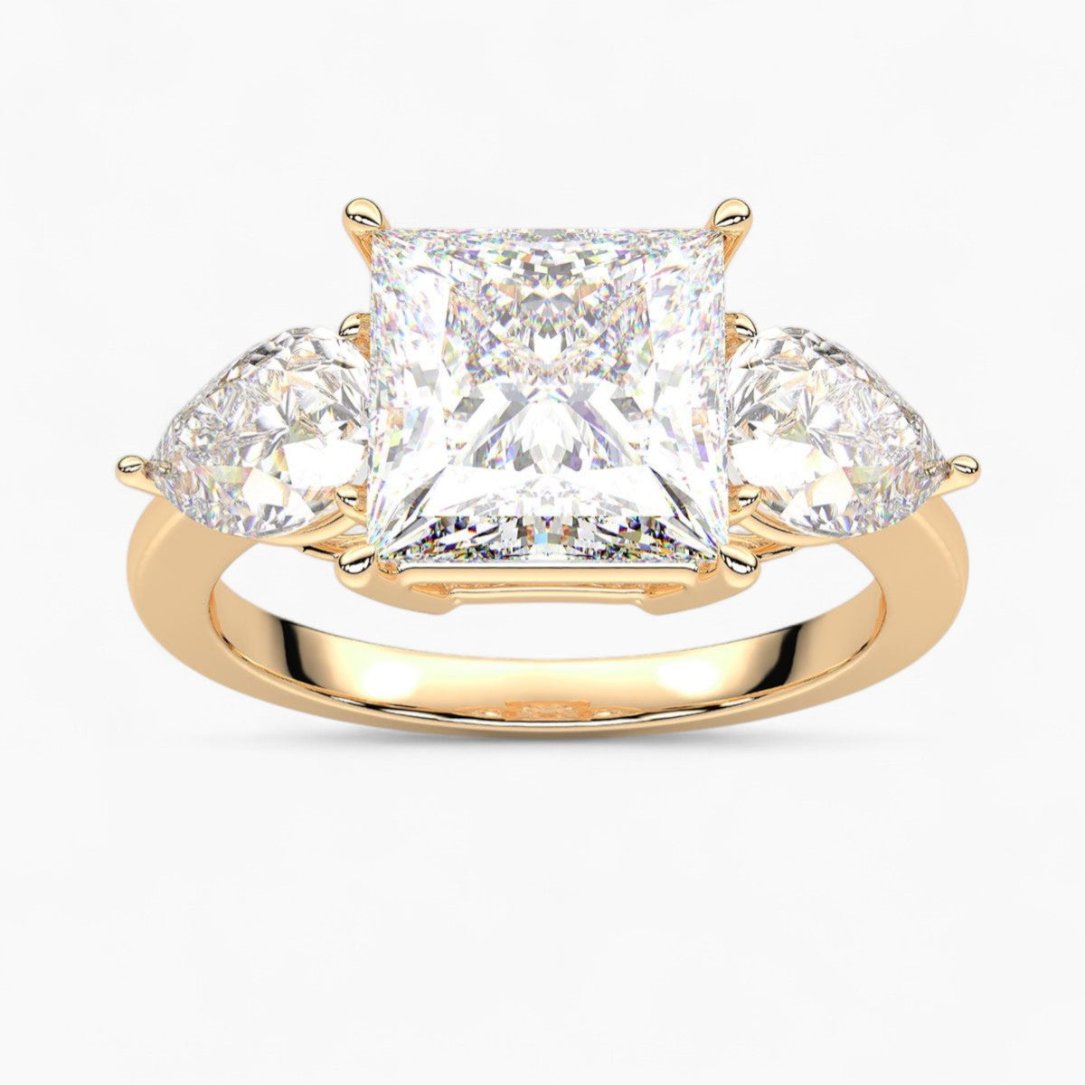 Pear Cut Three Stone Diamond Engagement Ring