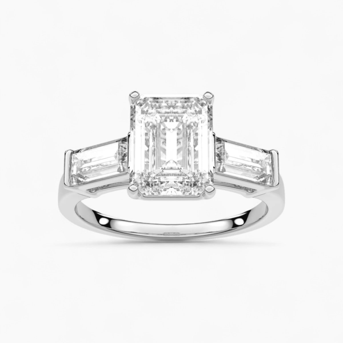 Straight Baguette Cut Three Stone Diamond Engagement Ring