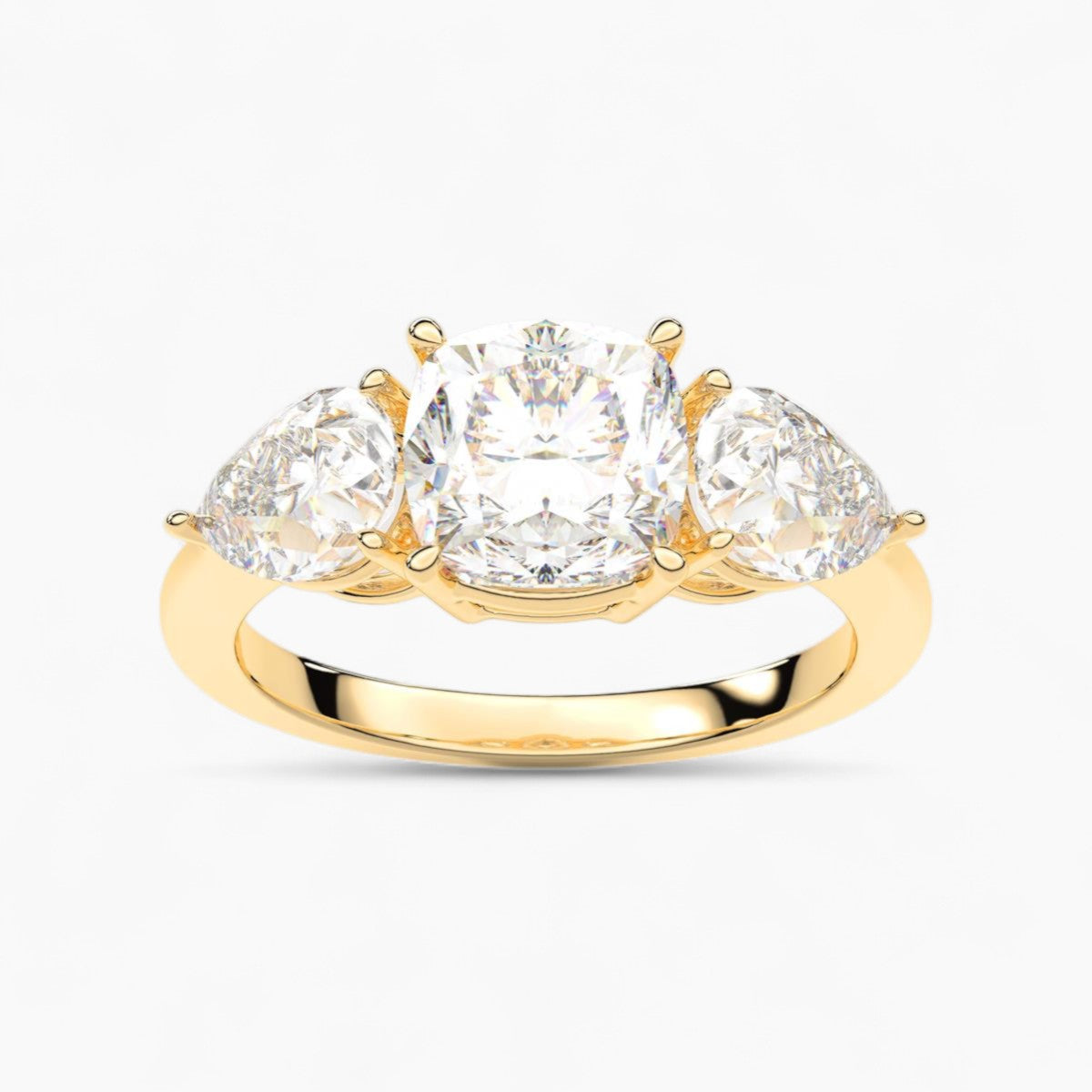 Pear Cut Three Stone Diamond Engagement Ring