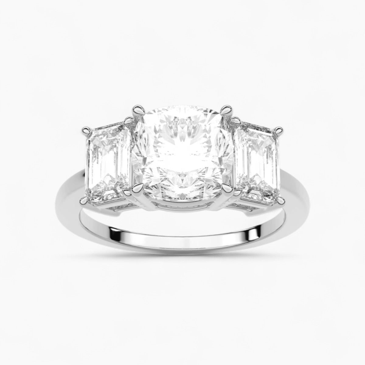 Emerald Cut Three Stone Diamond Engagement Ring