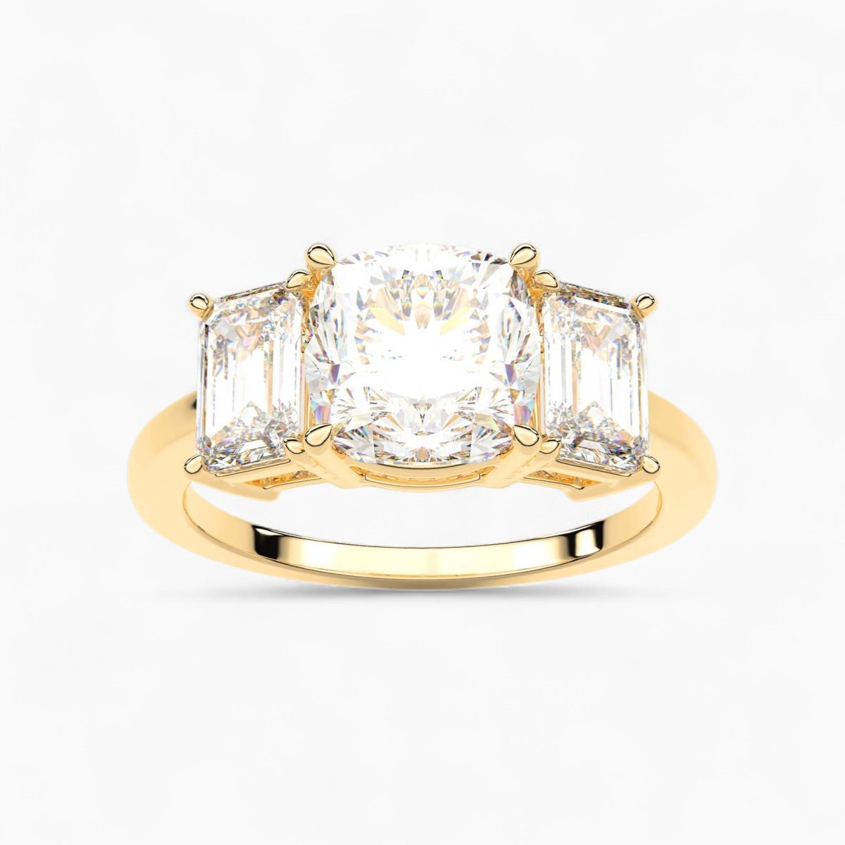 Emerald Cut Three Stone Diamond Engagement Ring