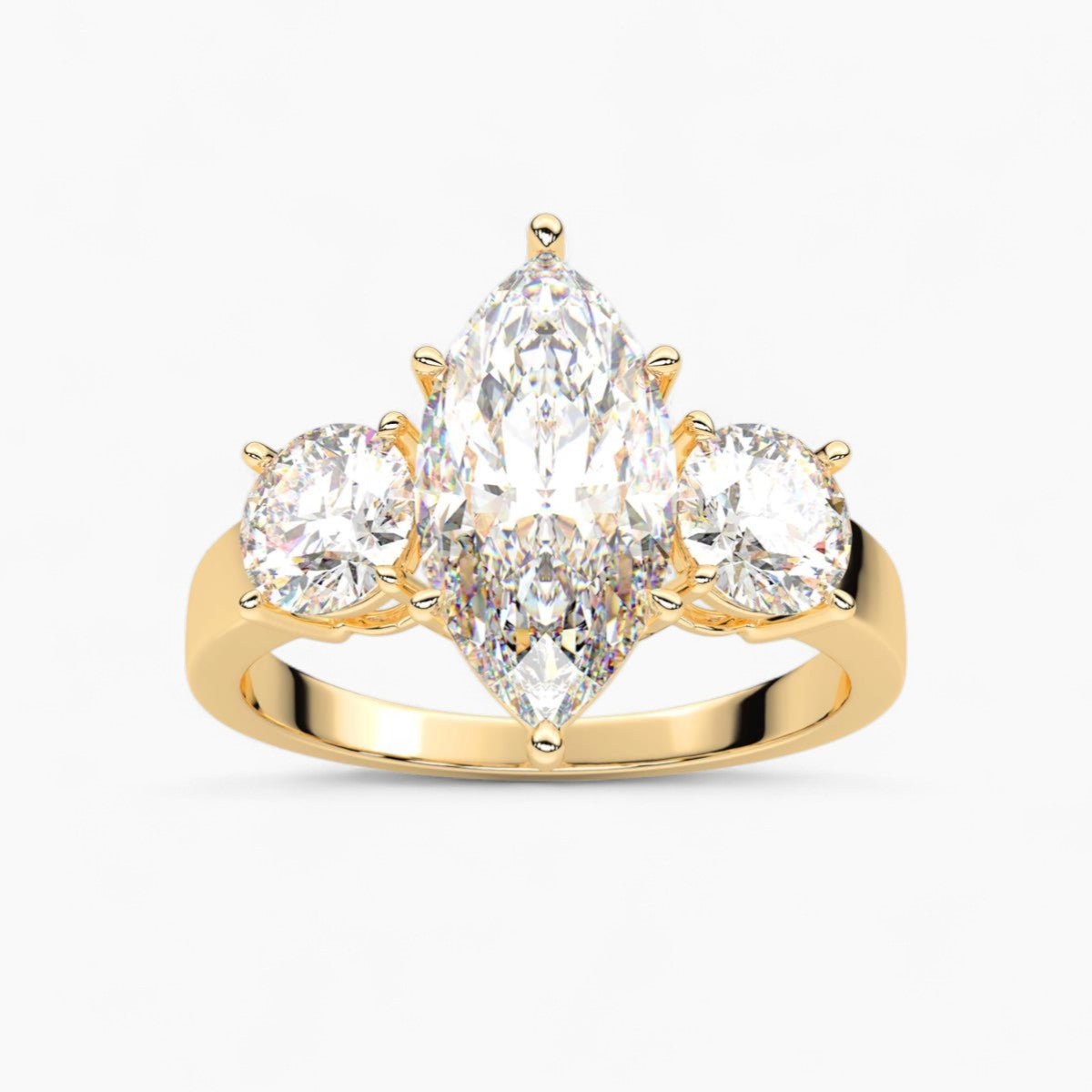 Round Cut Three Stone Diamond Engagement Ring