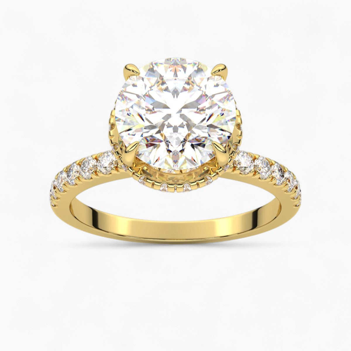 Hidden Halo Pave Diamond Engagement Ring
