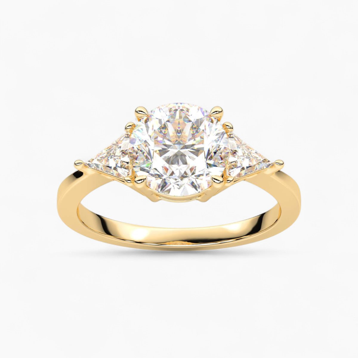 Round Cut Three Stone with side Tringle Diamond Engagement Ring