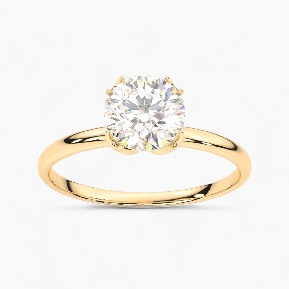 Round Cut Four Prong Petite Solitaire Diamond Engagement Ring
