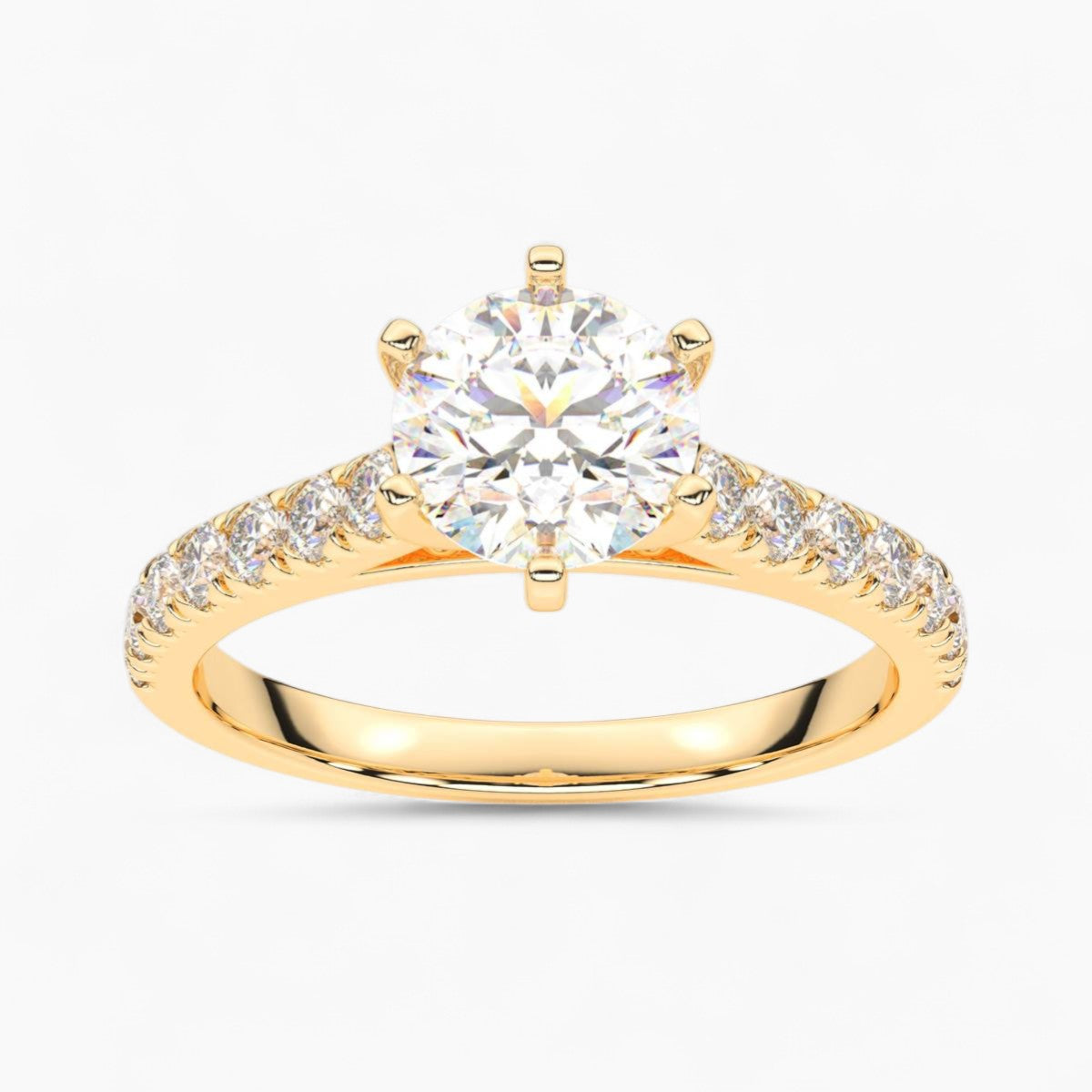 Round cut classic pave Setting Diamond Engagement Ring