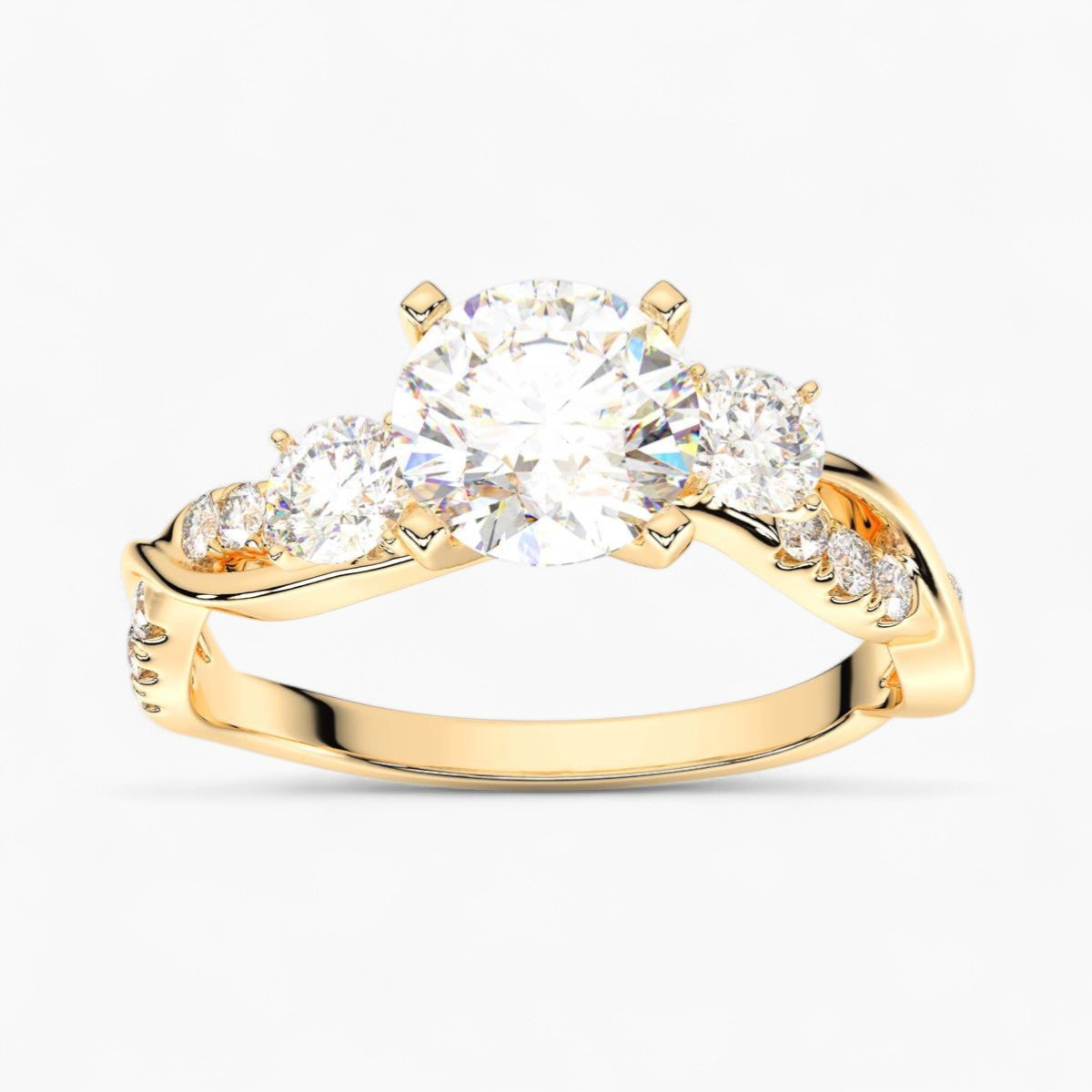 Round Cut Intertwined Diamond Engagement Ring
