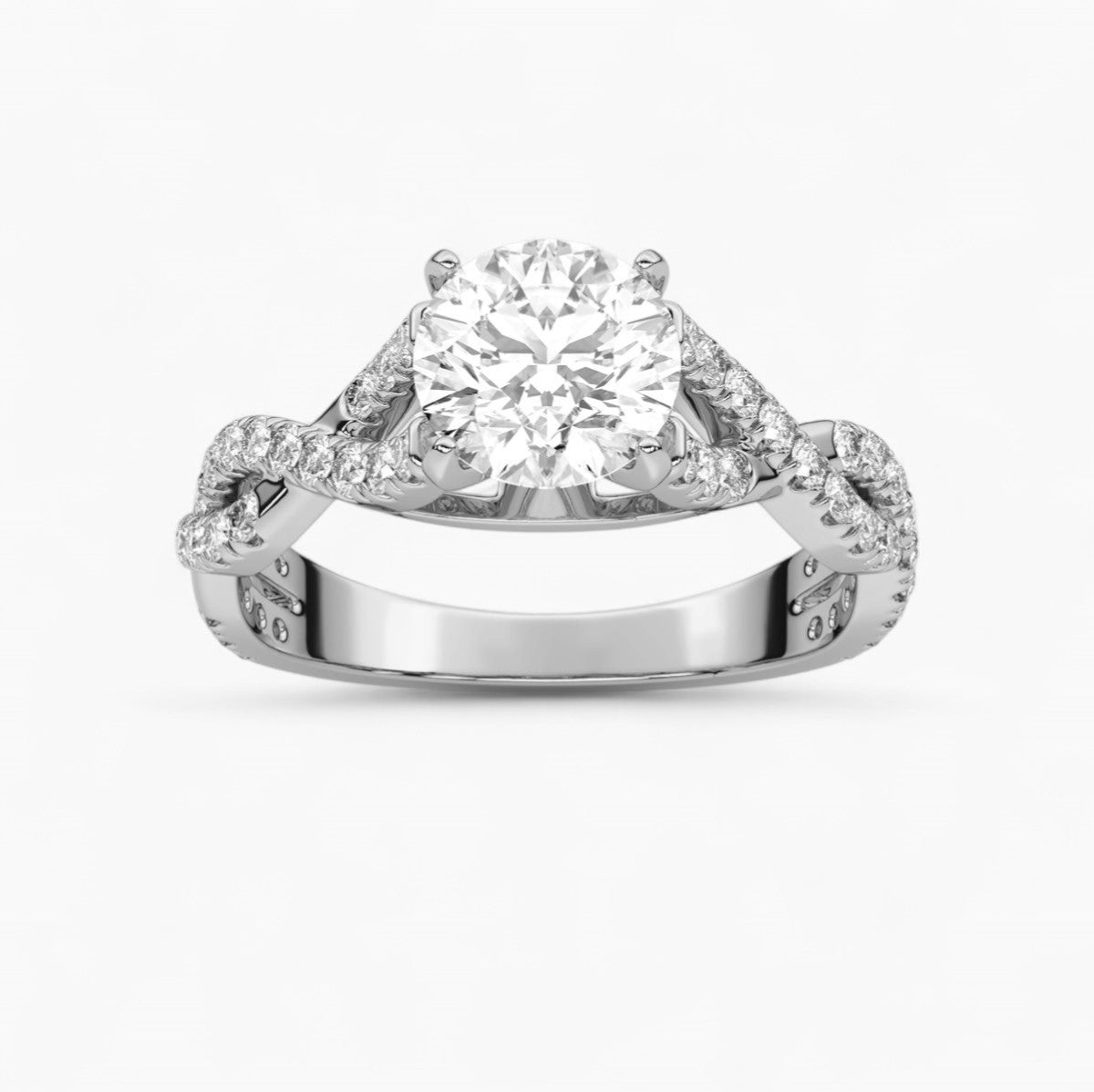 Dual Twisted Diamond Engagement Ring