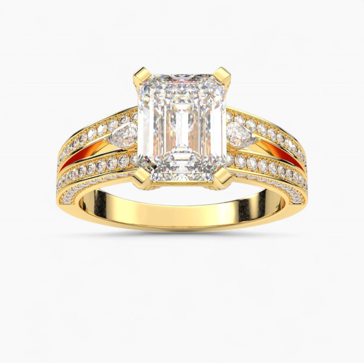 Rose Diamond Split Shank Side Stone Engagement Ring