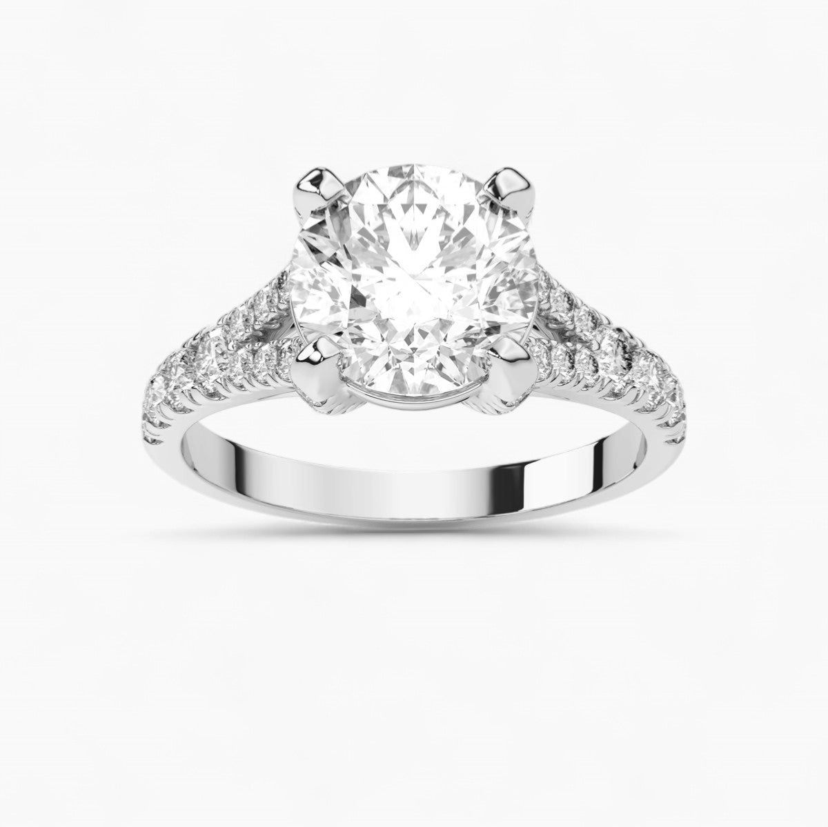 Fancy Diamond Split Shank Side Stone Engagement Ring