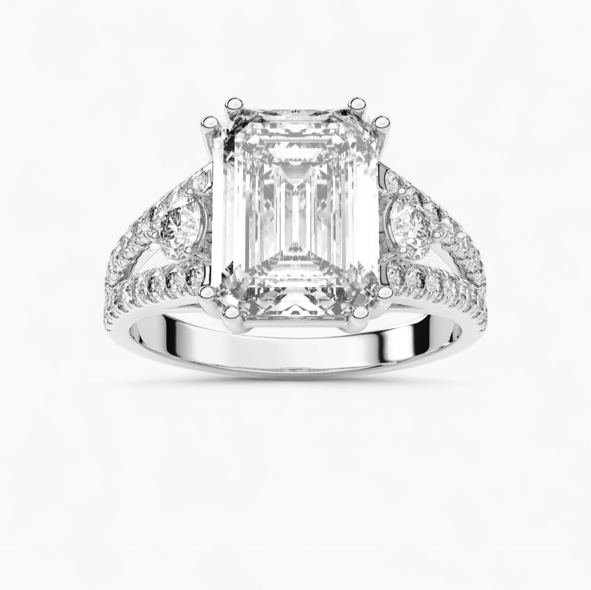 Fancy Diamond Split Shank Side Stone Engagement Ring
