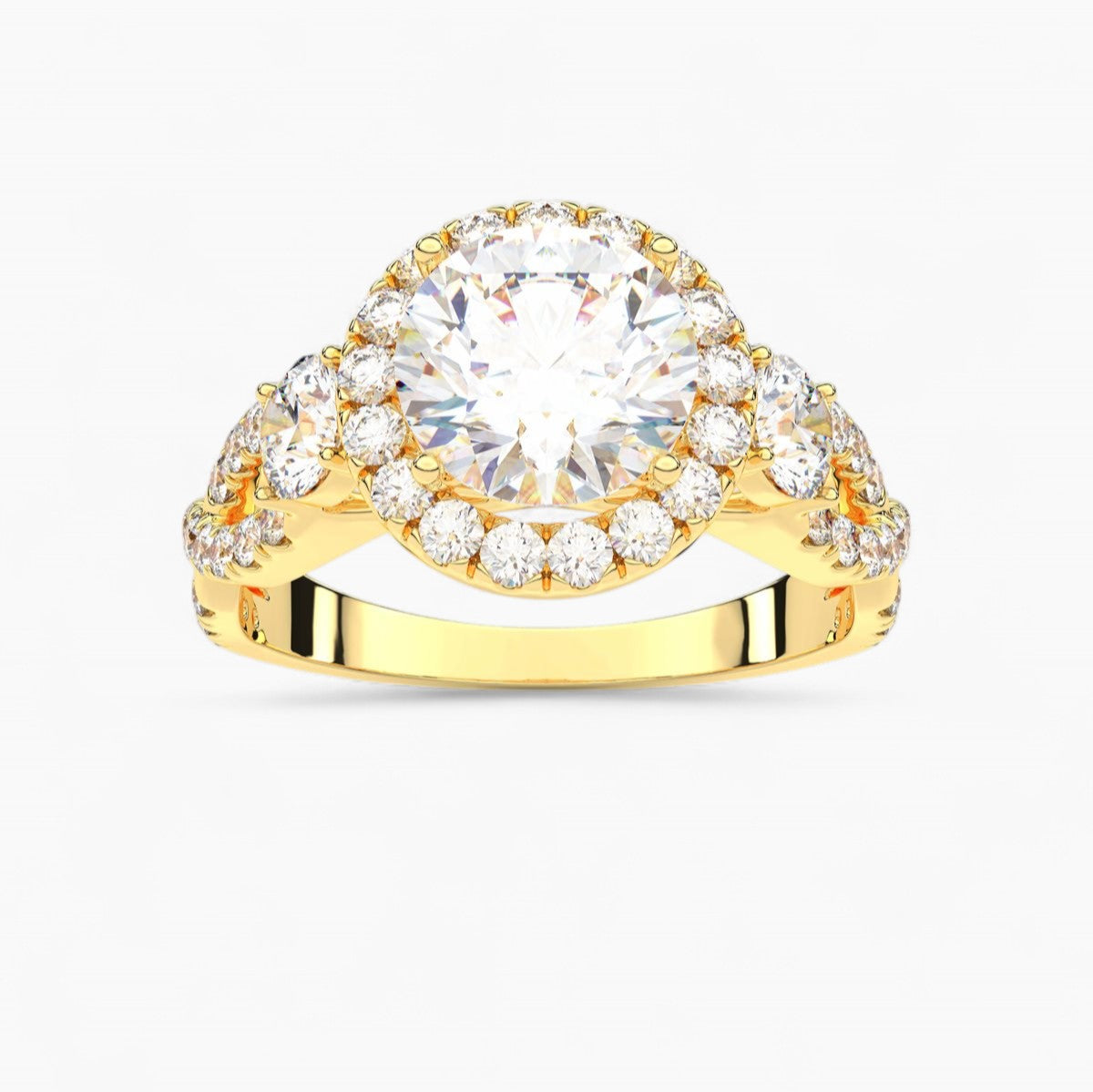 Diamond Swirl Halo Engagement Ring