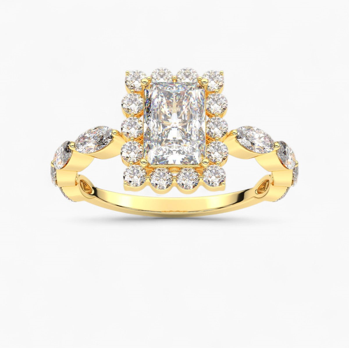 Fancy Pink Floating Diamond Halo Engagement Ring
