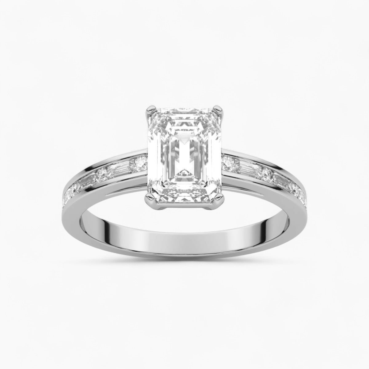Baguette and Princess Side Stone Diamond Engagement Ring