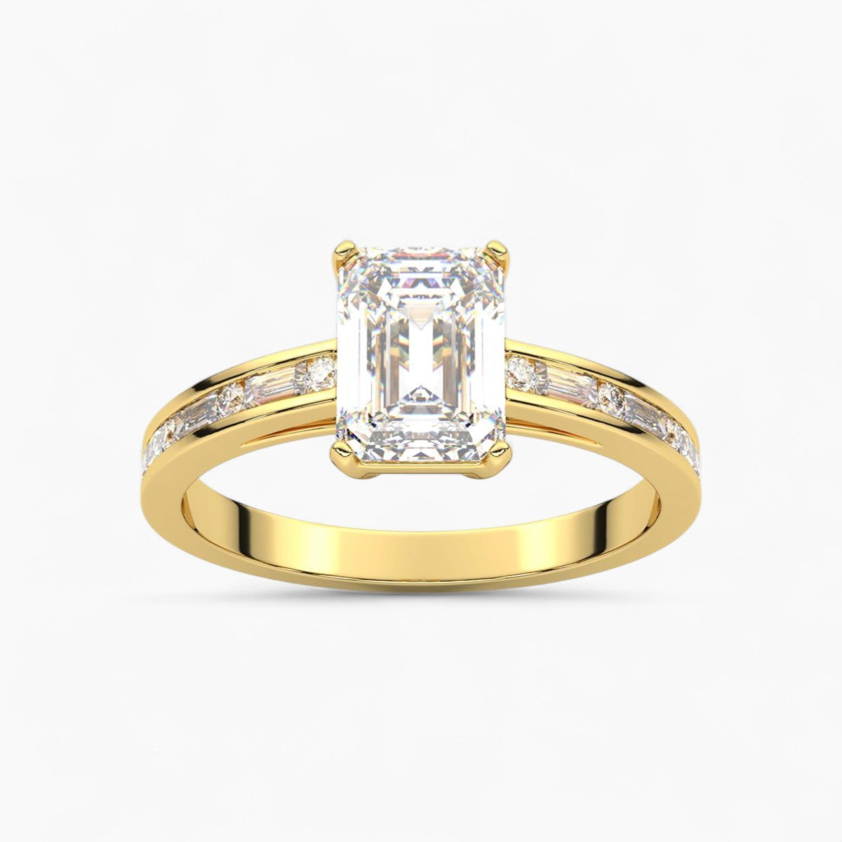 Baguette and Princess Side Stone Diamond Engagement Ring