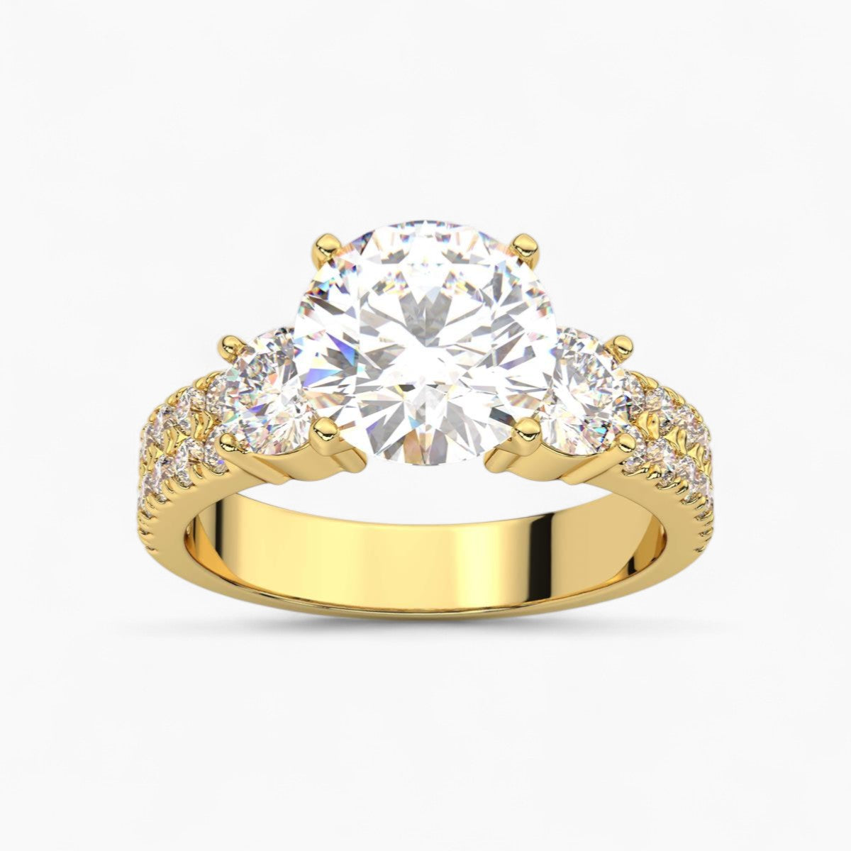 Diamond Engagement Ring with Double Row Side Accents
