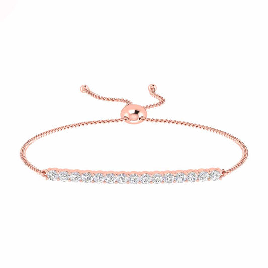 Stunning Brilliant Round Cut Prong Set Diamond Bolo Bracelet