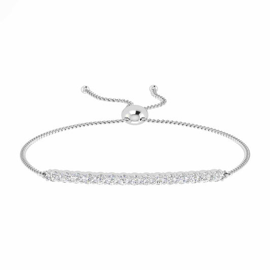 Stunning Brilliant Round Cut Prong Set Diamond Bolo Bracelet