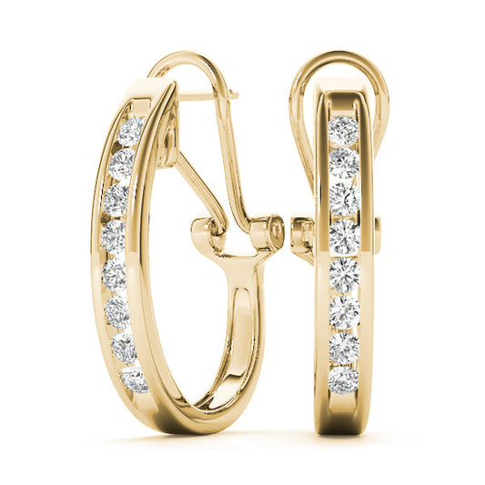 Round Lab Grown Diamond  J-Hoop Earrings