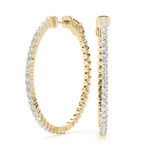Round Lab Grown Diamond  Hoop Earrings