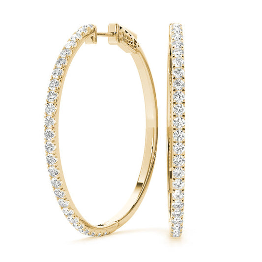 Round Lab Grown Diamond  Hoop Earrings