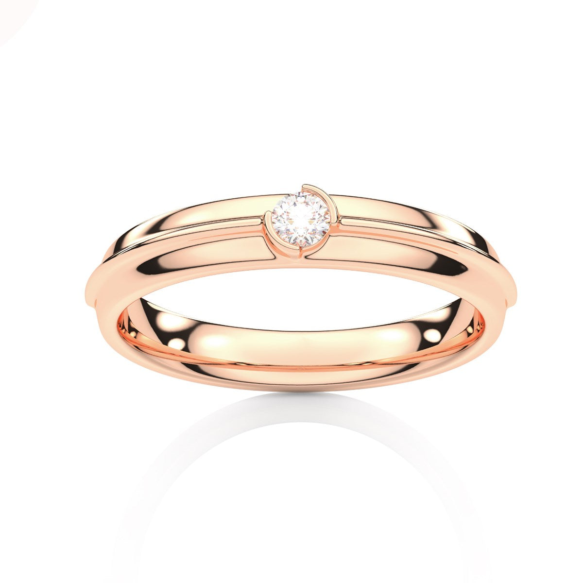 Sleek Solitaire Round Diamond Mens Band