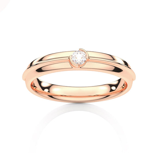 Sleek Solitaire Round Diamond Mens Band
