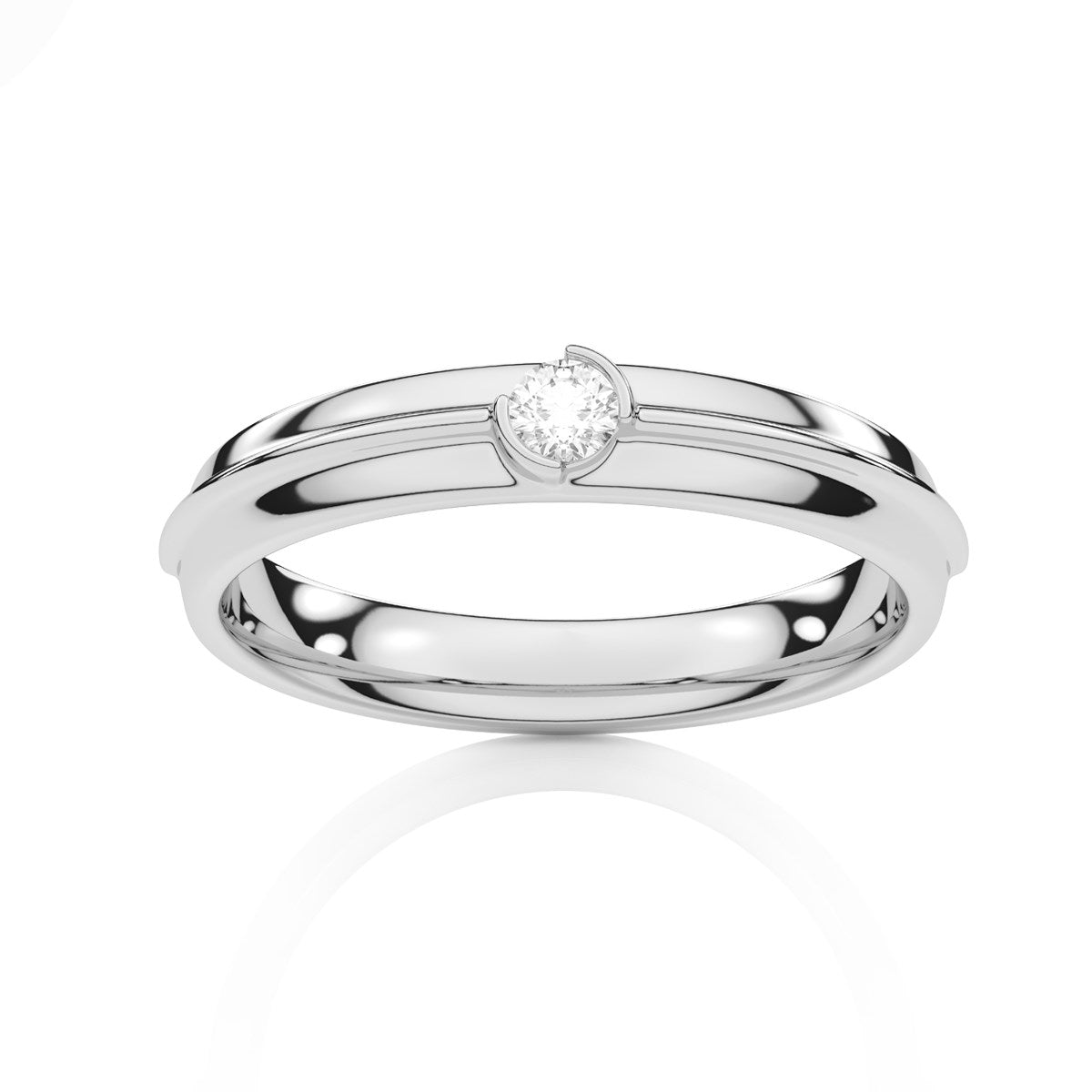 Sleek Solitaire Round Diamond Mens Band