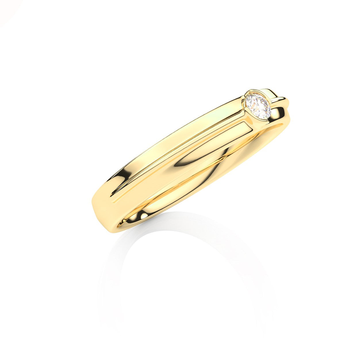 Sleek Solitaire Round Diamond Mens Band