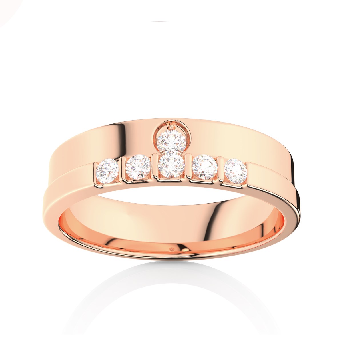 Wide Two Stepped Round Diamond Mens Band
