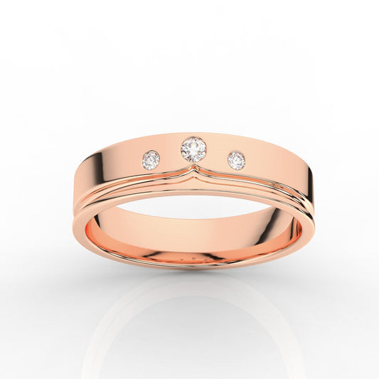 Three Round Stone Mens Band with High Finish