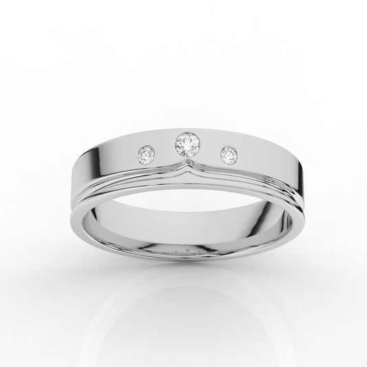 Three Round Stone Mens Band with High Finish