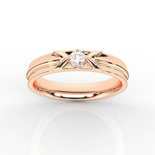 Stylish Solitaire Round Stone Mens Band with Pointing Arrows