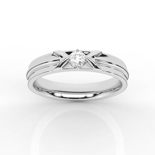 Stylish Solitaire Round Stone Mens Band with Pointing Arrows