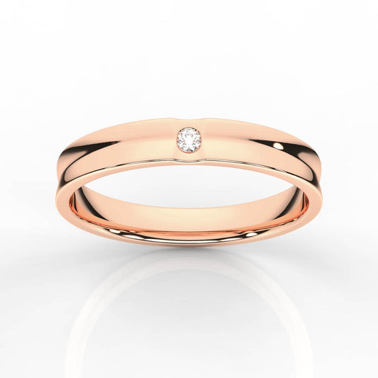 Single Step Edge Round Solitaire Diamond Mens Band