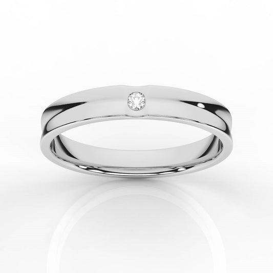 Single Step Edge Round Solitaire Diamond Mens Band