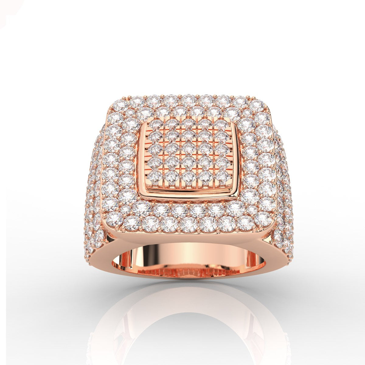 Multi Stone Round Cut Diamond Mens Band in U Cut Pave and Prong Setting