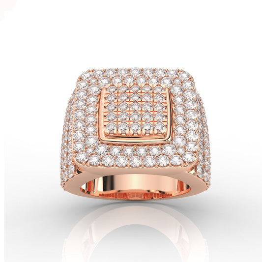 Multi Stone Round Cut Diamond Mens Band in U Cut Pave and Prong Setting
