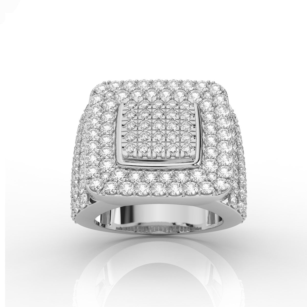 Multi Stone Round Cut Diamond Mens Band in U Cut Pave and Prong Setting