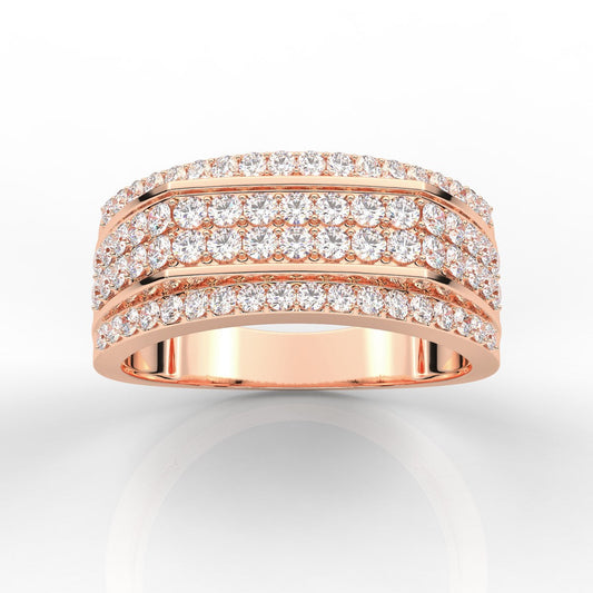 Arresting Four Row Round Cut Prong Set Diamond Mens Band