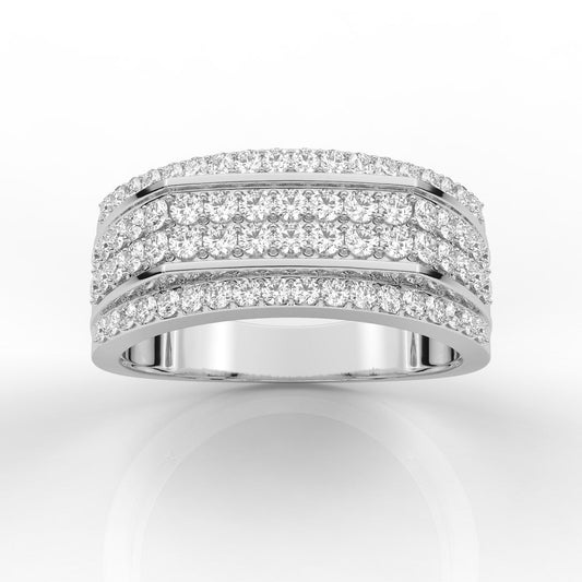 Arresting Four Row Round Cut Prong Set Diamond Mens Band