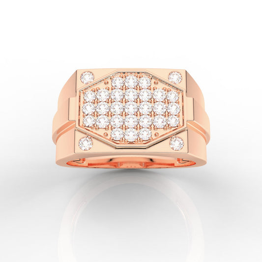 Fabulous Round Cut Mens Diamond Cluster Ring in a Prong and Flush Setting