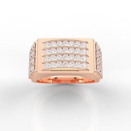 Awesome Round Cut Channel and Prong Set Mens Diamond Ring