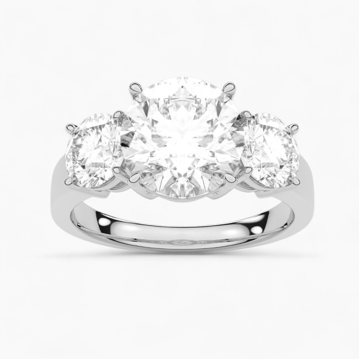 Round Cut Three Stone Diamond Engagement Ring