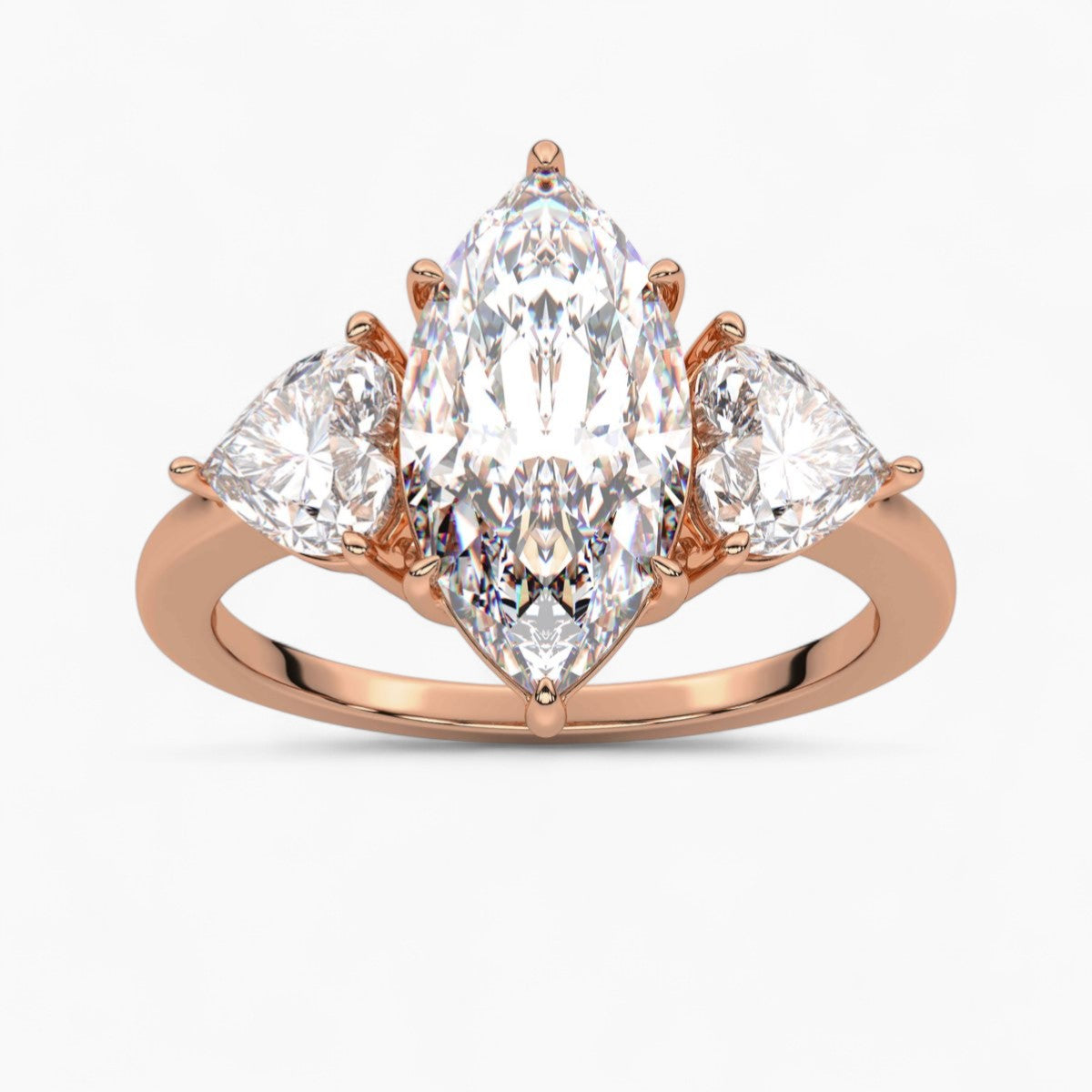Pear Cut Three Stone Diamond Engagement Ring
